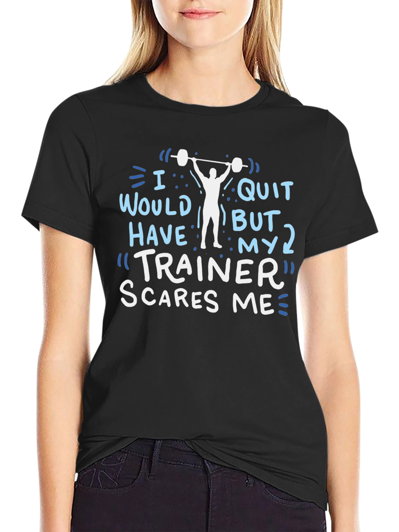 Funny Gym Workout T-Shirt - Trainer Scares Me