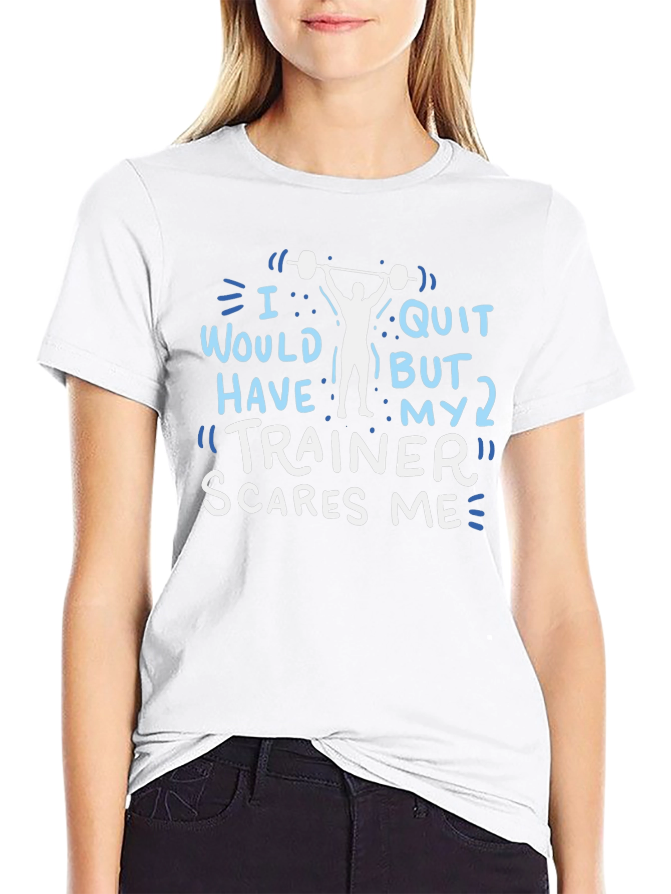 Funny Gym Workout T-Shirt - Trainer Scares Me