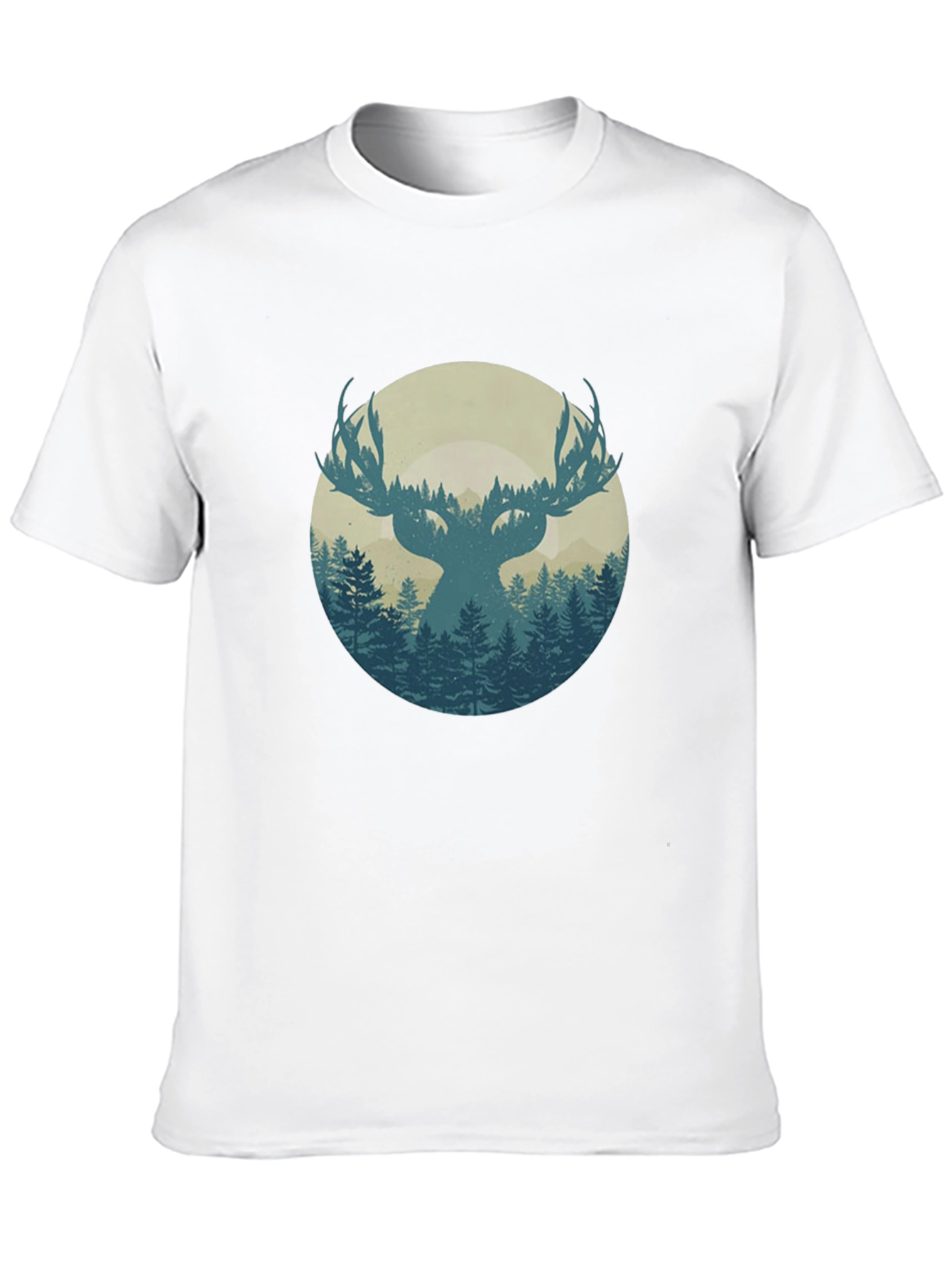 Nature Deer Graphic Black T-Shirt