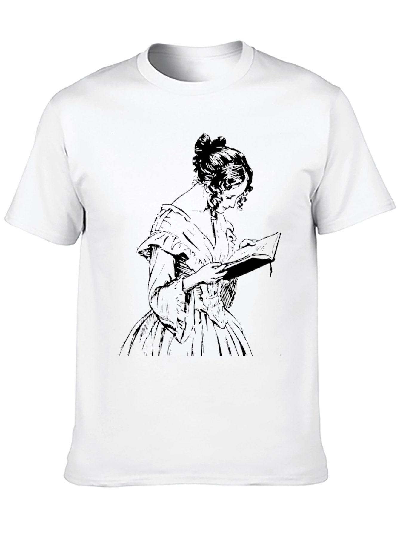 Elegant Woman Reading Book Graphic Tee