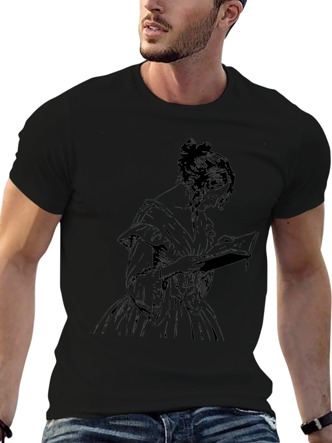 Elegant Woman Reading Book Graphic Tee