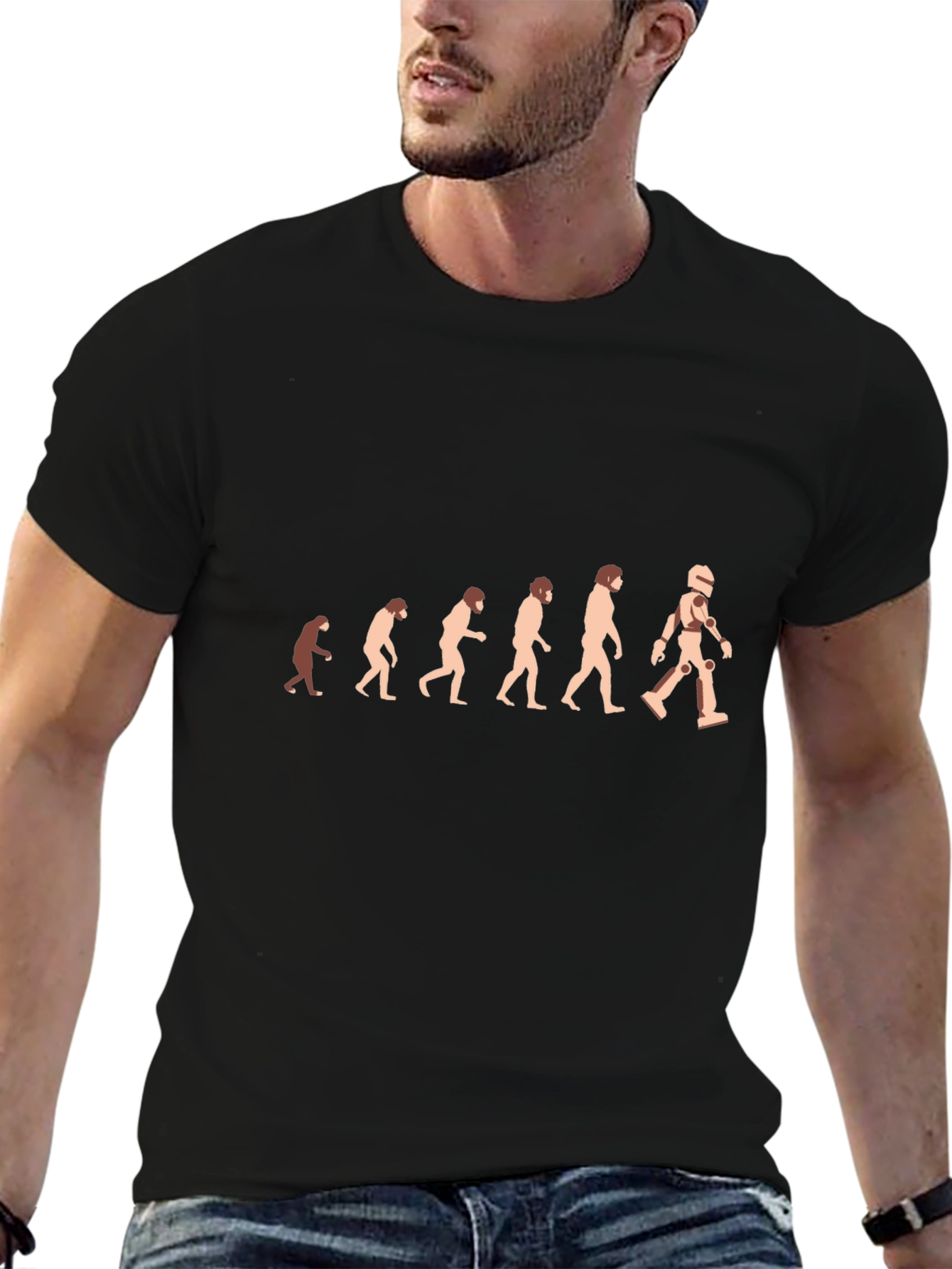 Evolution to Robot Black T-Shirt