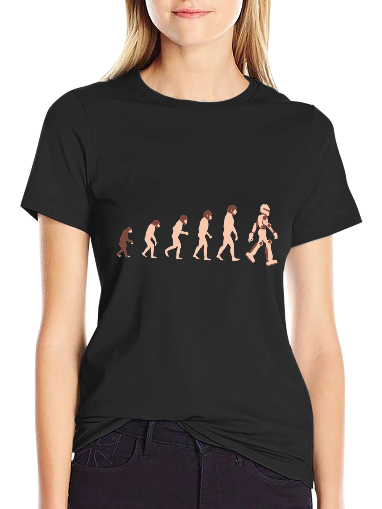 Evolution to Robot Black T-Shirt