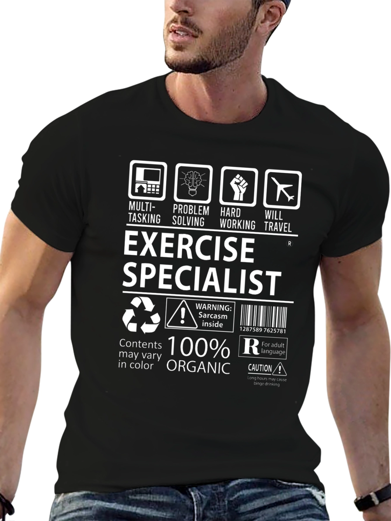 Exercise Specialist 100% Organic Black T-Shirt
