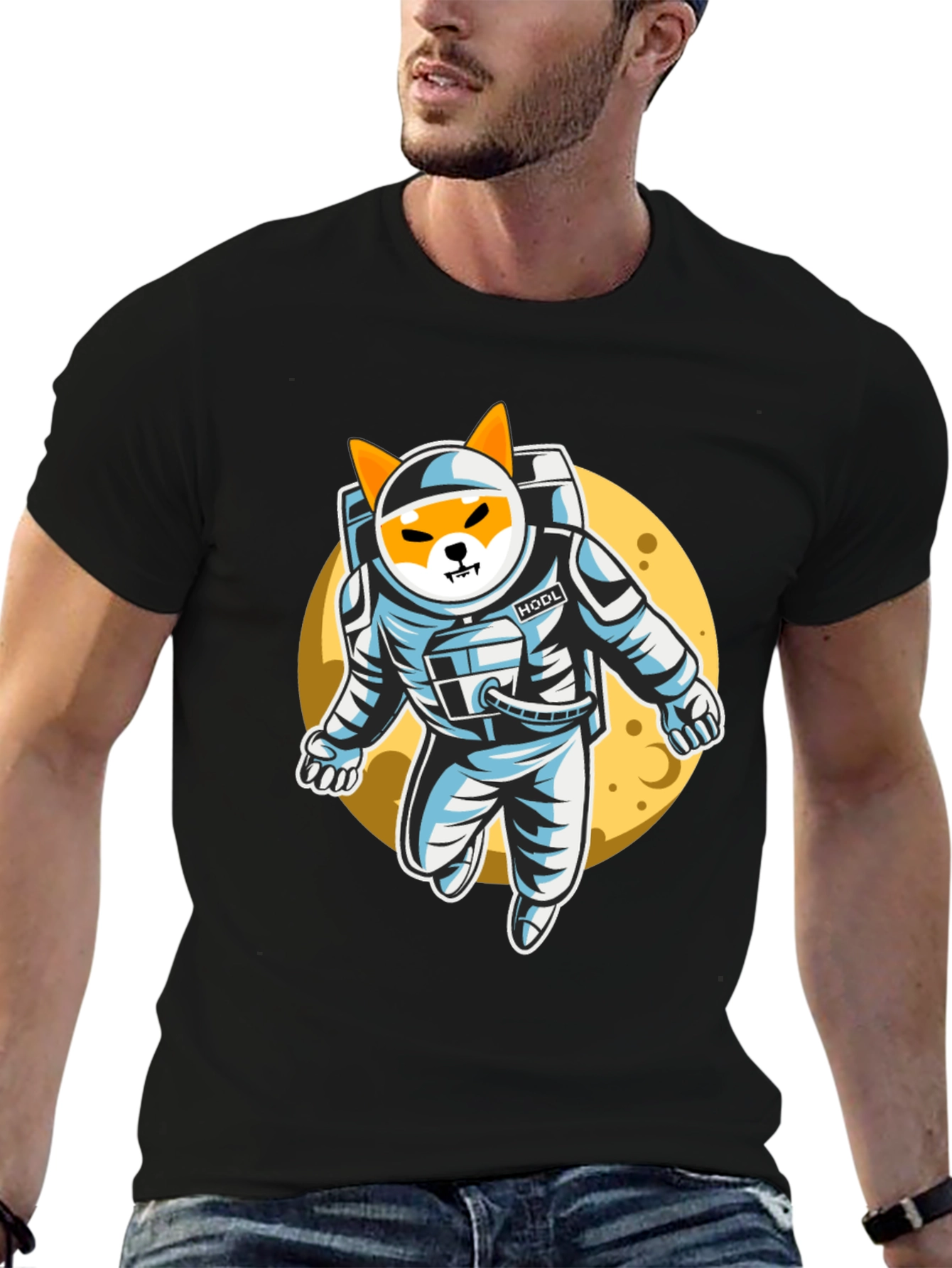 Shiba Inu Astronaut Black T-Shirt
