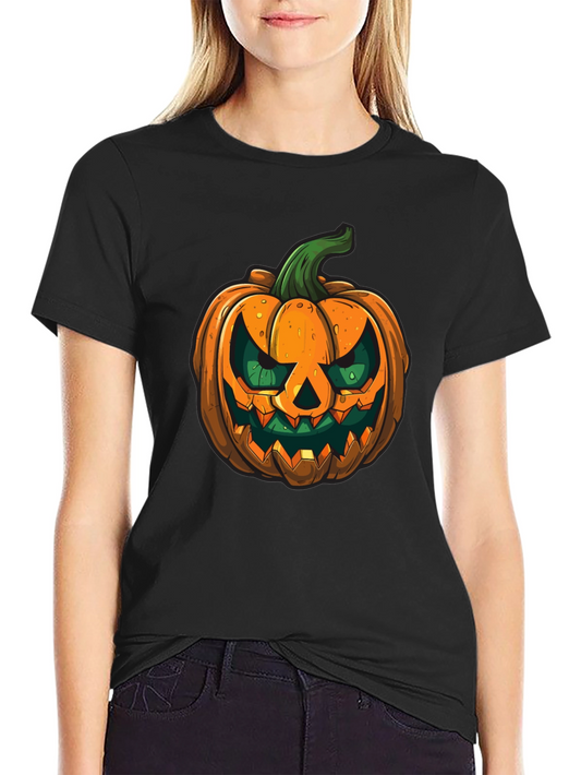 Mens Halloween Pumpkin Graphic Black Tee