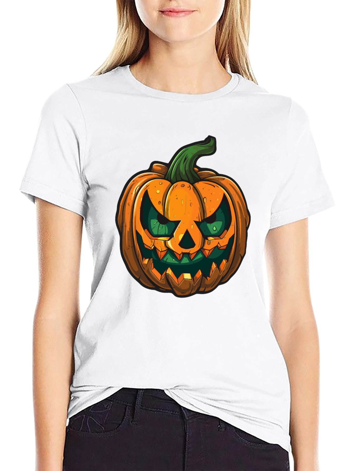 Mens Halloween Pumpkin Graphic Black Tee