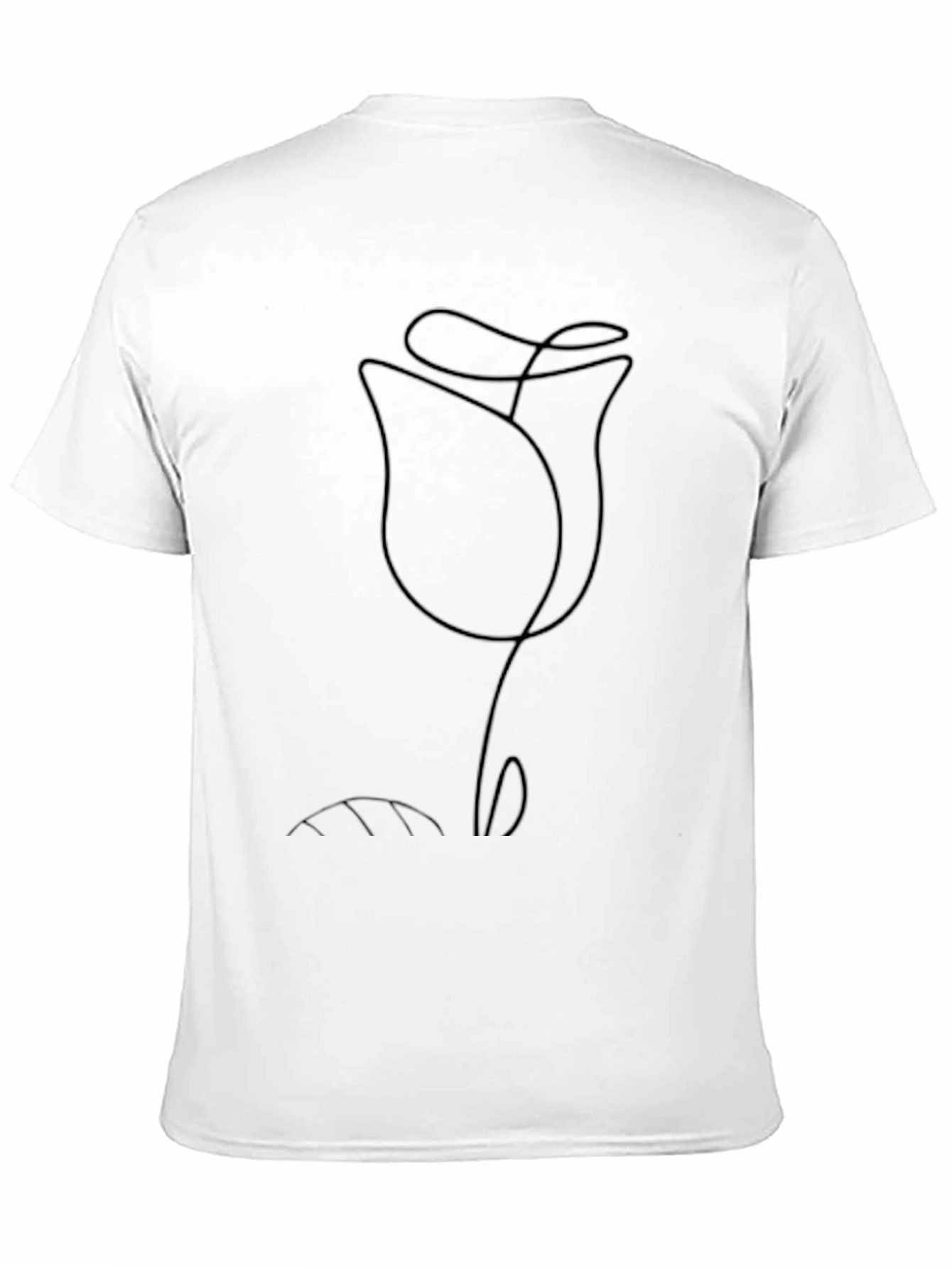 Minimalist Rose Line Art Black T-Shirt