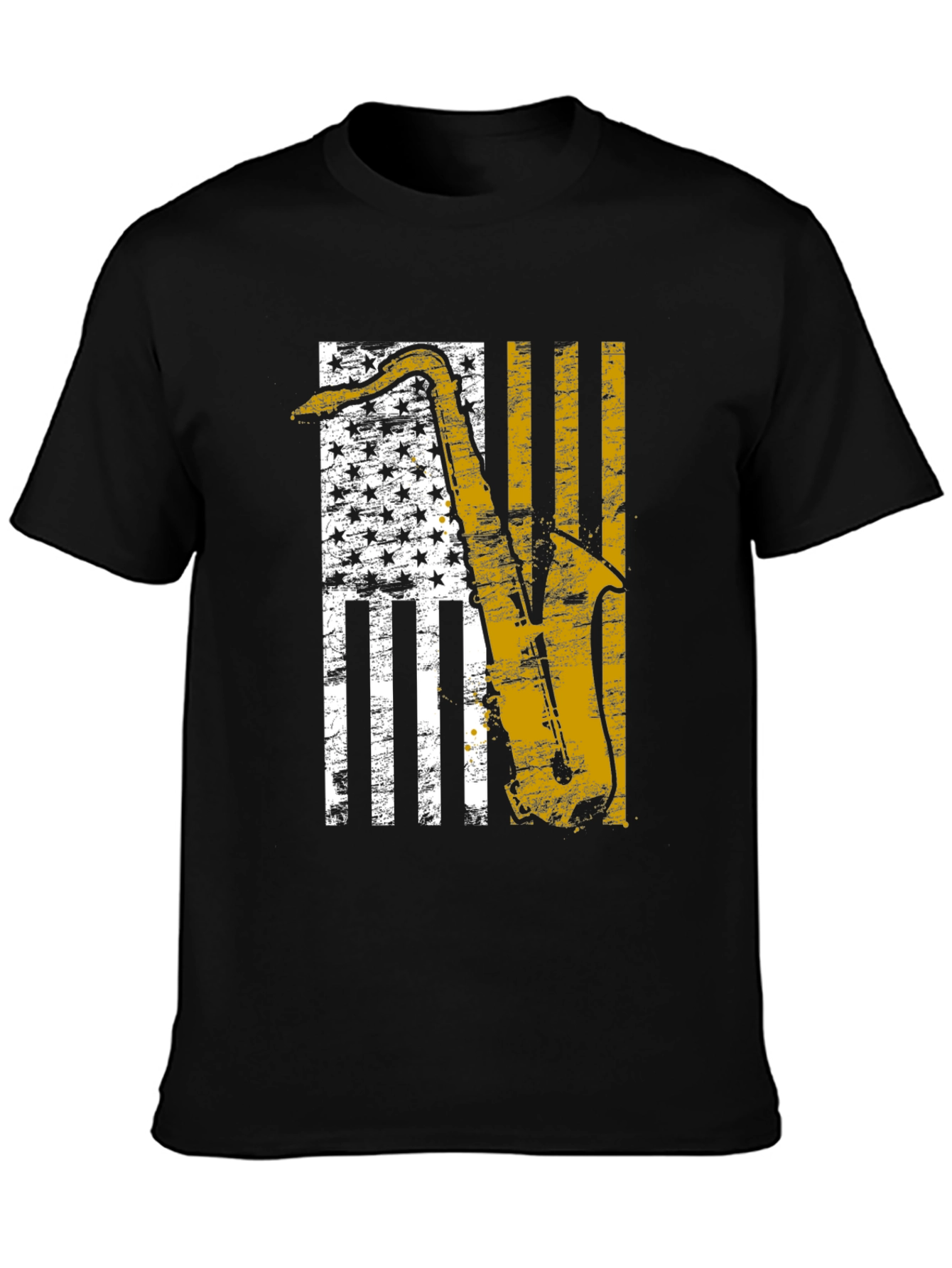 Saxophone American Flag Graphic T-Shirt
