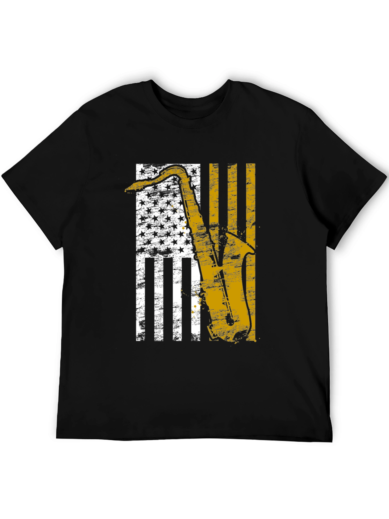 Saxophone American Flag Graphic T-Shirt