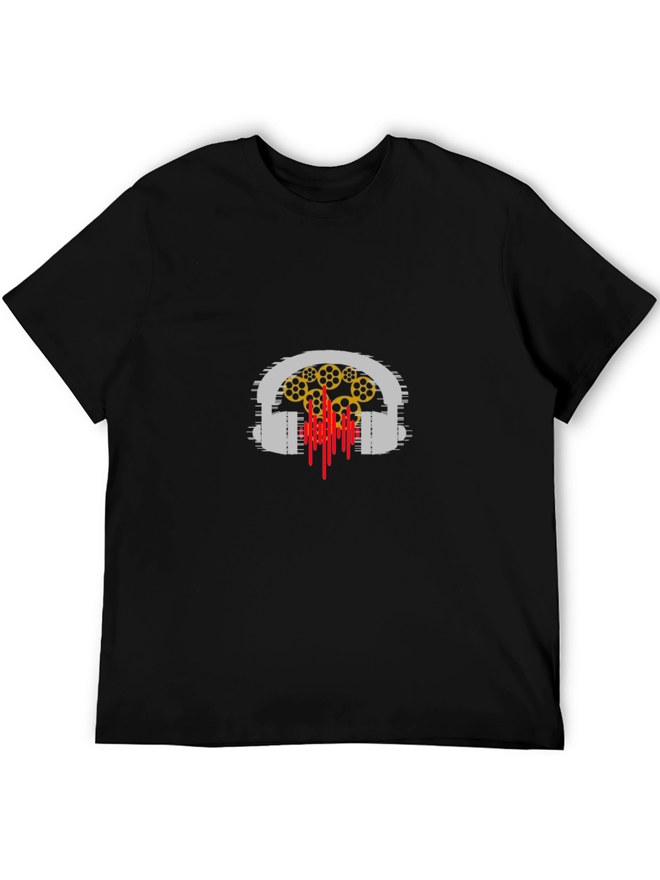 Headphones Graphic Black T-Shirt