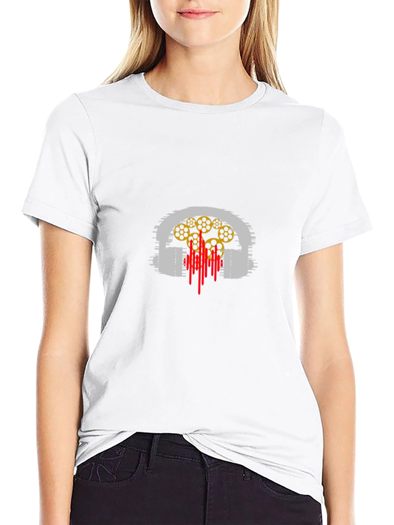 Headphones Graphic Black T-Shirt