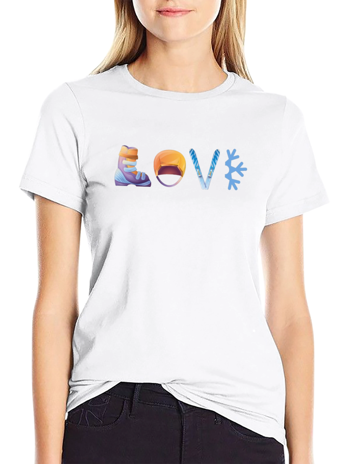 Love Skiing Black T-Shirt