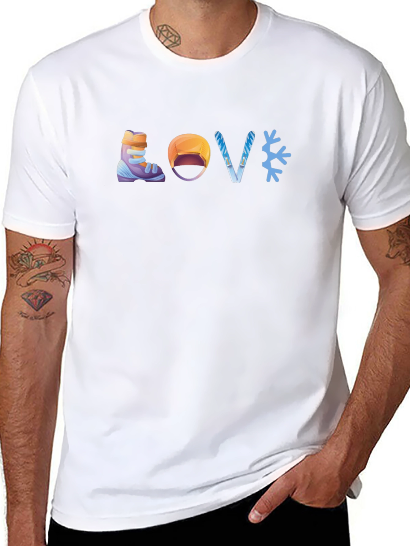 Love Skiing Black T-Shirt