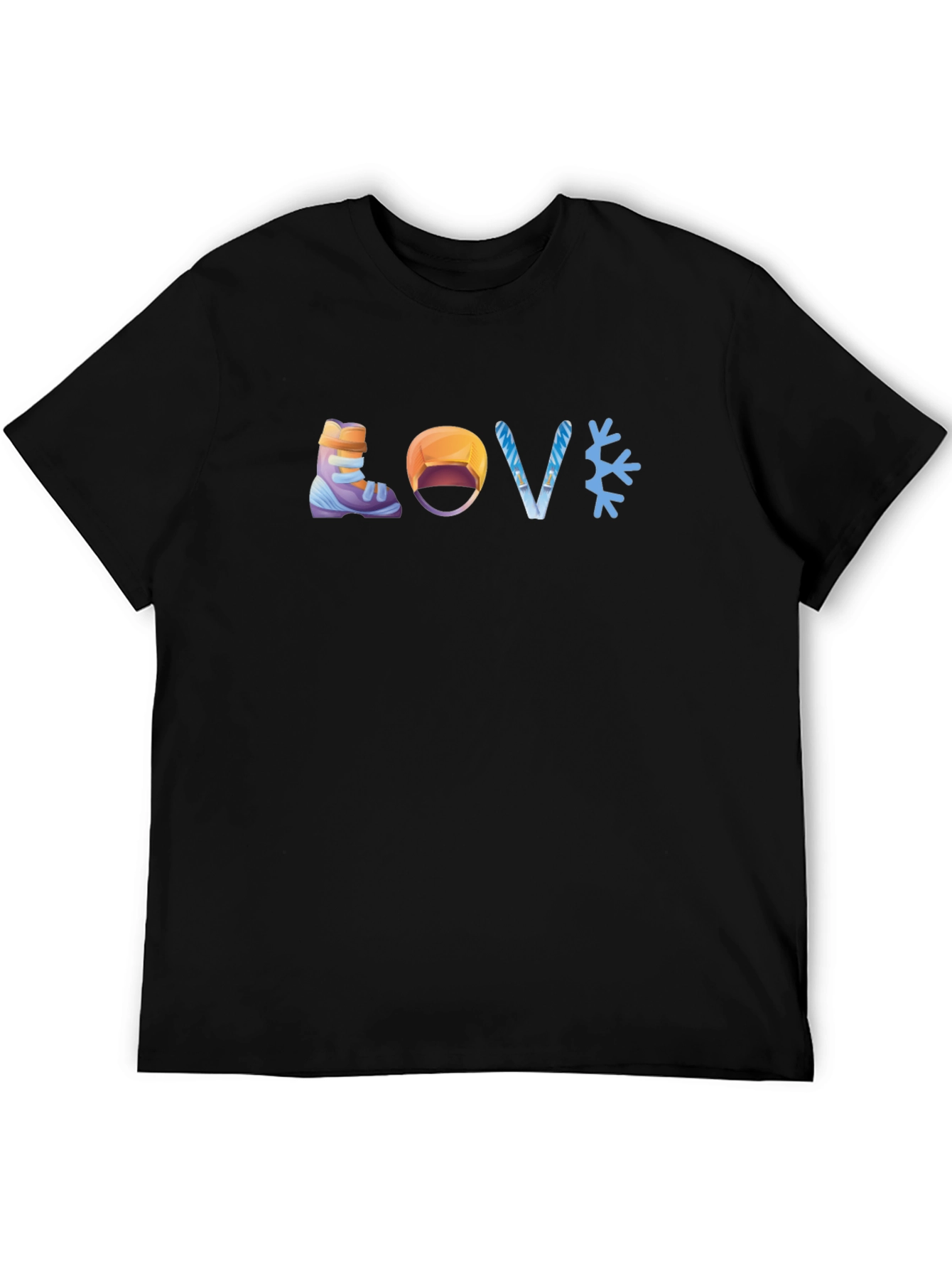 Love Skiing Black T-Shirt