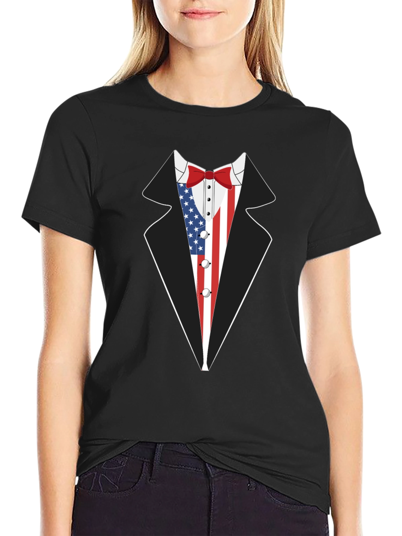 American Flag Tuxedo T-Shirt Patriotic Style