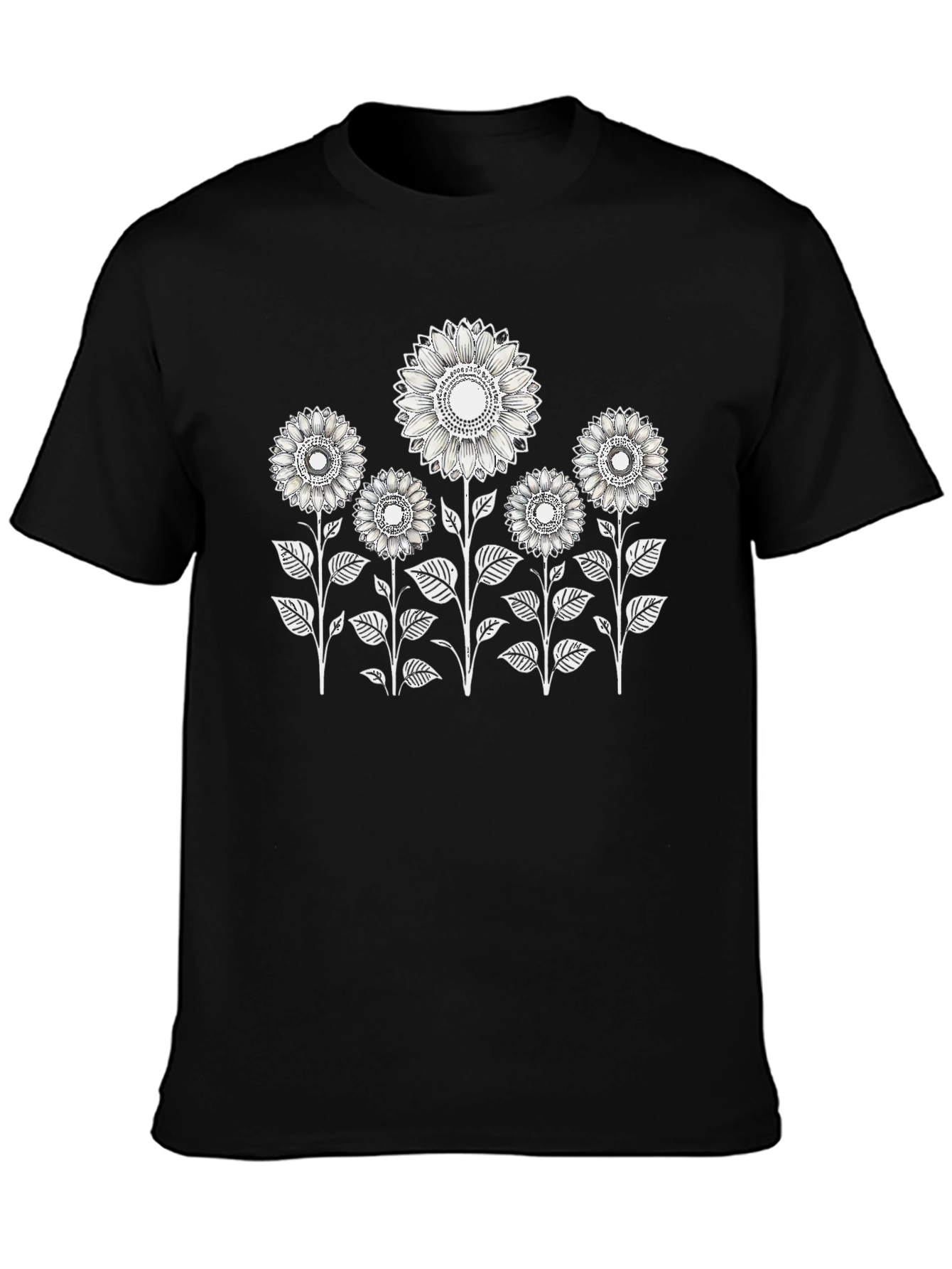 Sunflower Graphic Tee - Black Cotton T-Shirt
