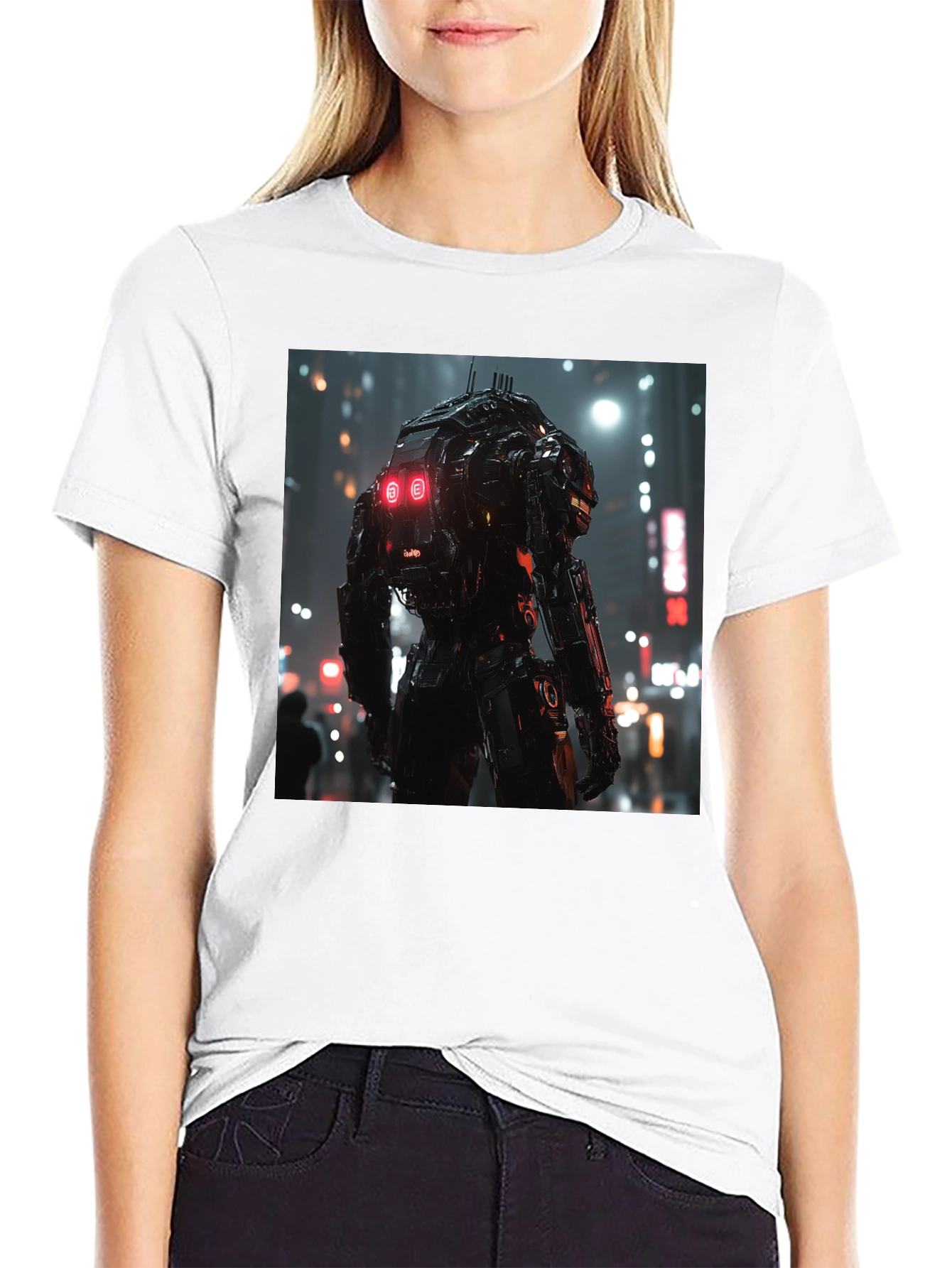 Sci-Fi Robot Cityscape Graphic Tee