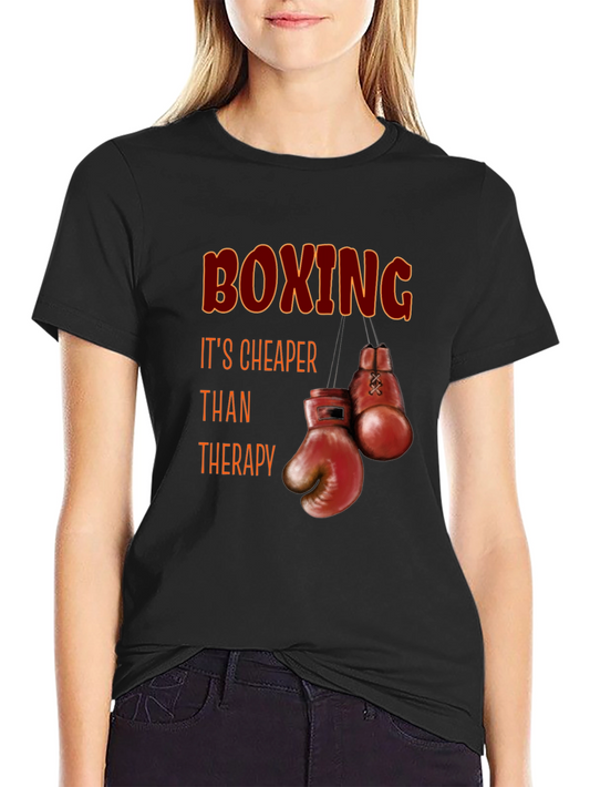 Boxing Cheaper Than Therapy Graphic T-Shirt
