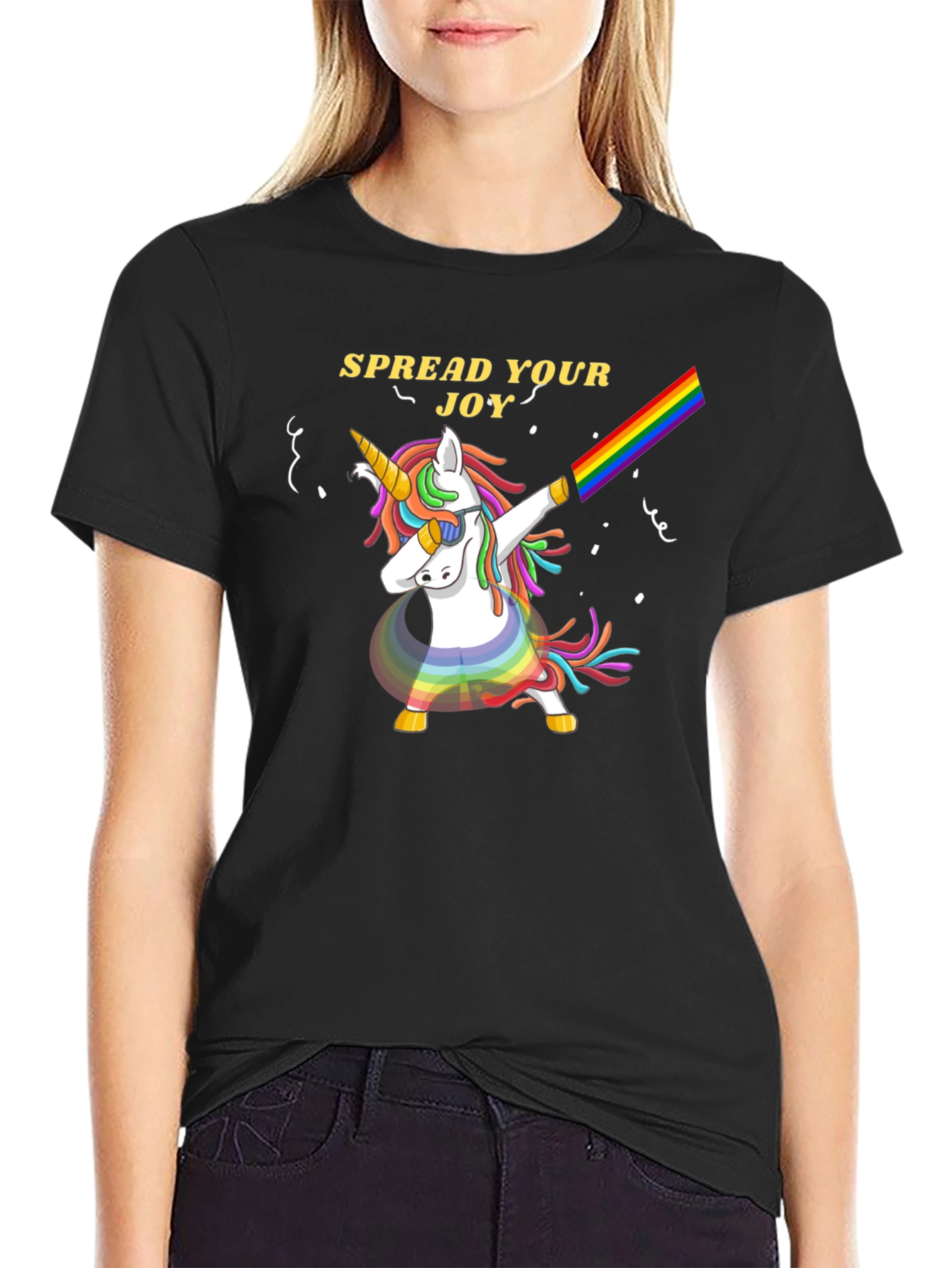 Spread Joy Unicorn Dab Rainbow T-Shirt