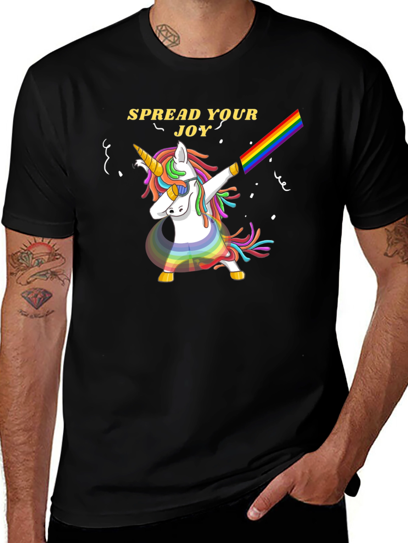 Spread Joy Unicorn Dab Rainbow T-Shirt