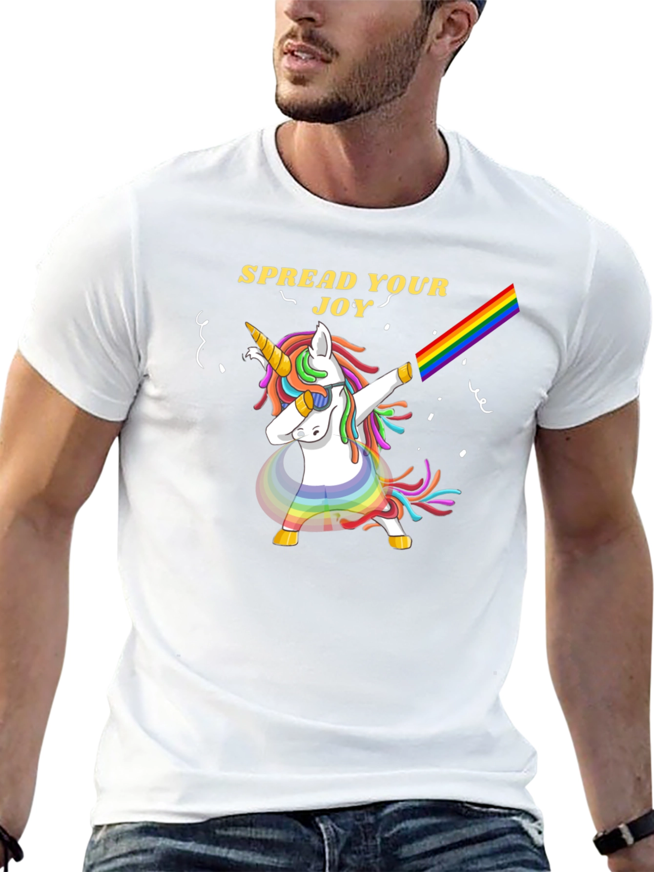 Spread Joy Unicorn Dab Rainbow T-Shirt