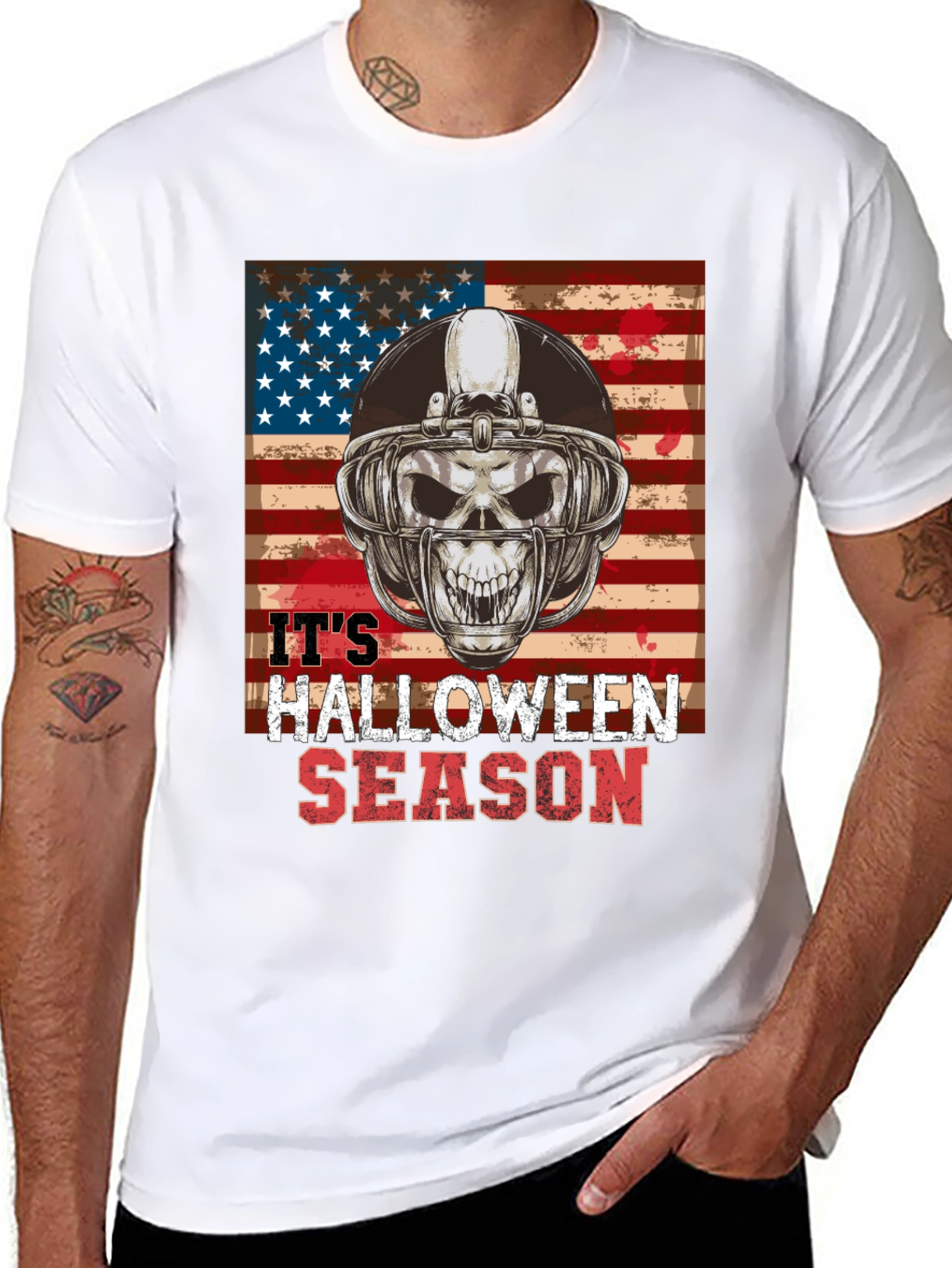 Skull Football Helmet Halloween T-Shirt