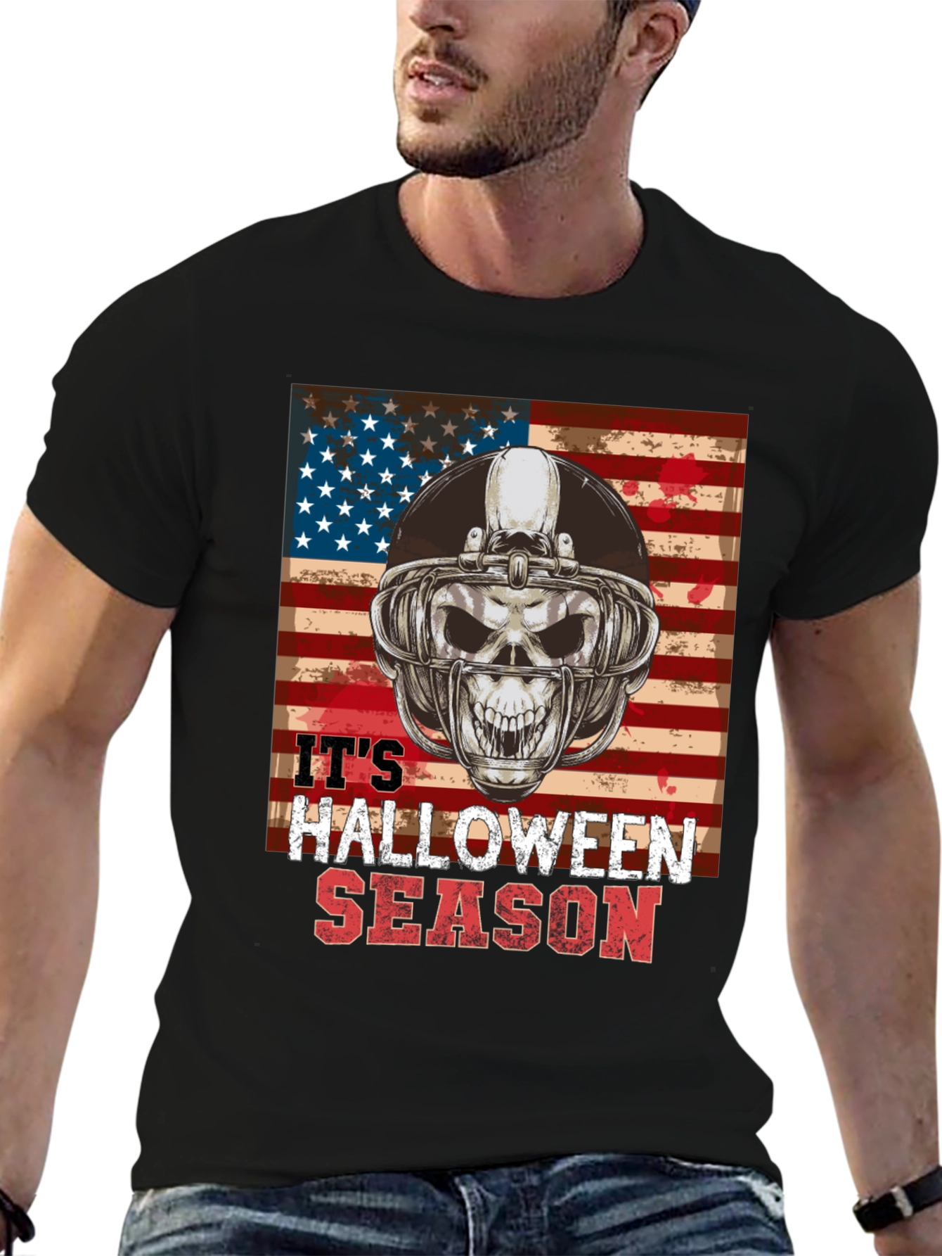 Skull Football Helmet Halloween T-Shirt