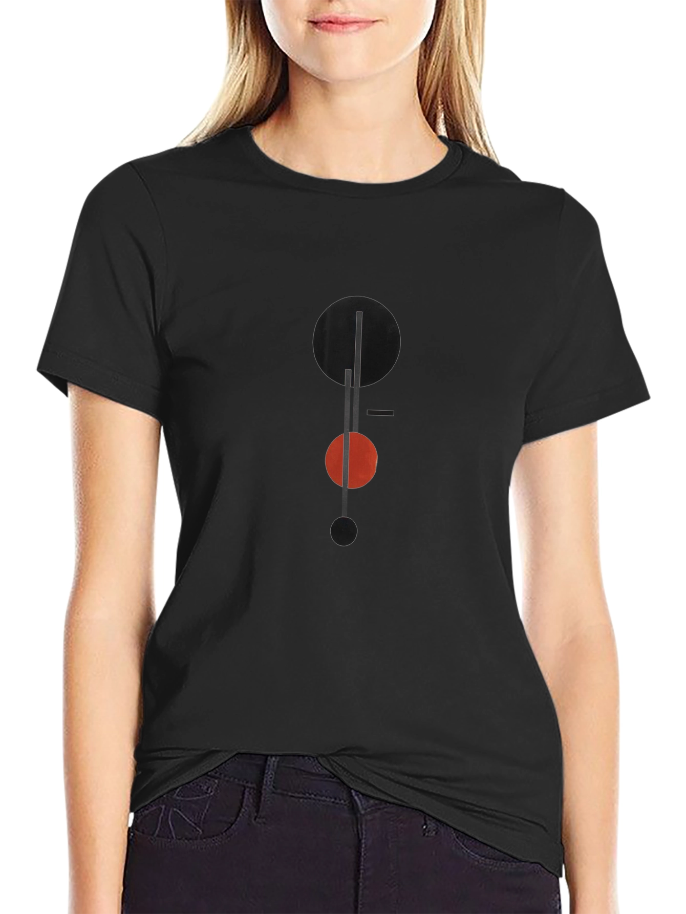 Modern Geometric Graphic Black T-Shirt