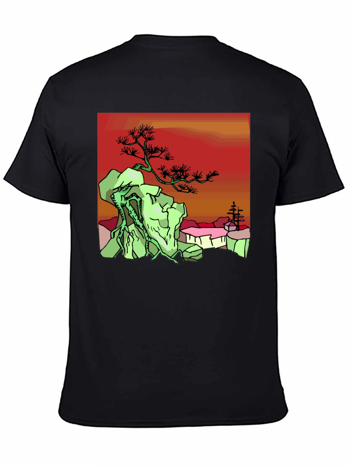 Zen Garden Graphic Tee - Black Cotton Shirt
