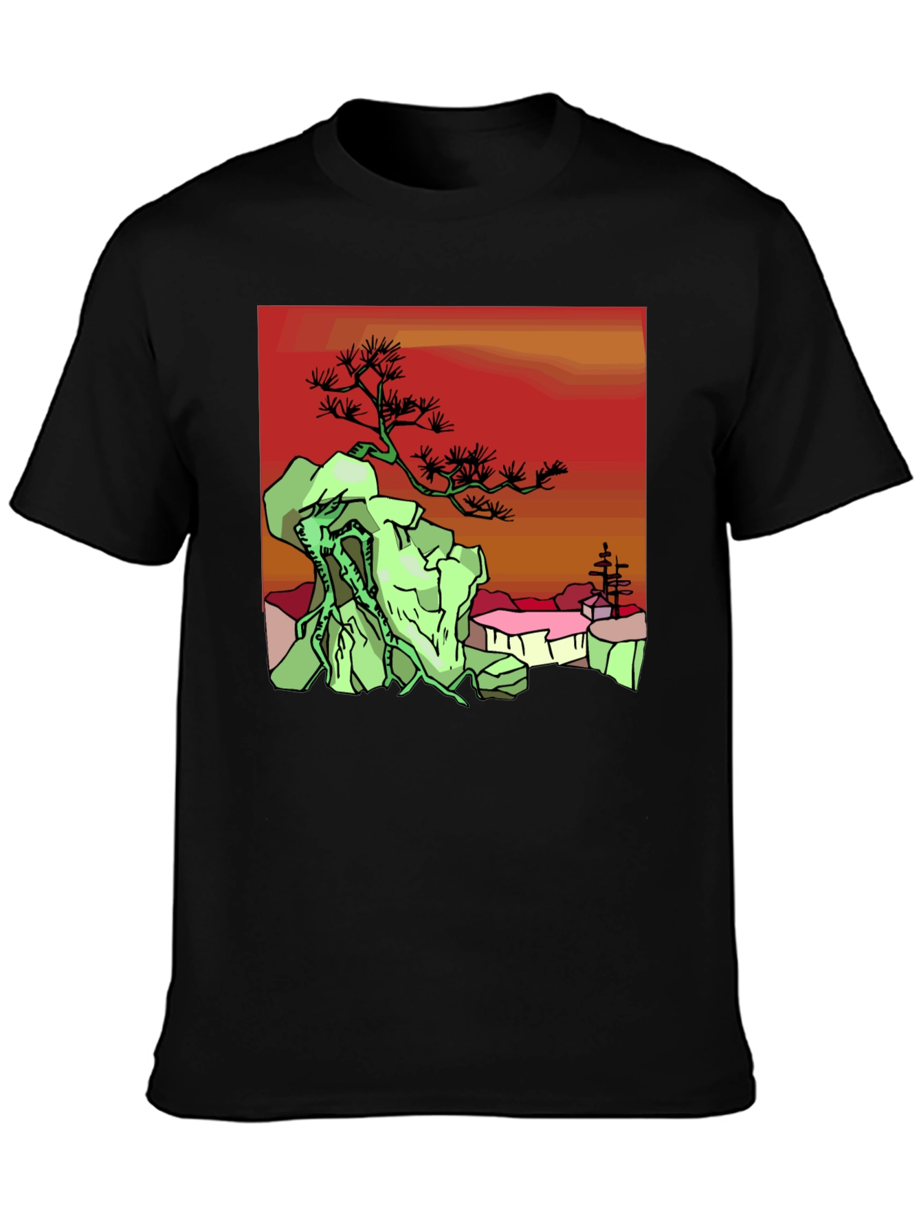 Zen Garden Graphic Tee - Black Cotton Shirt