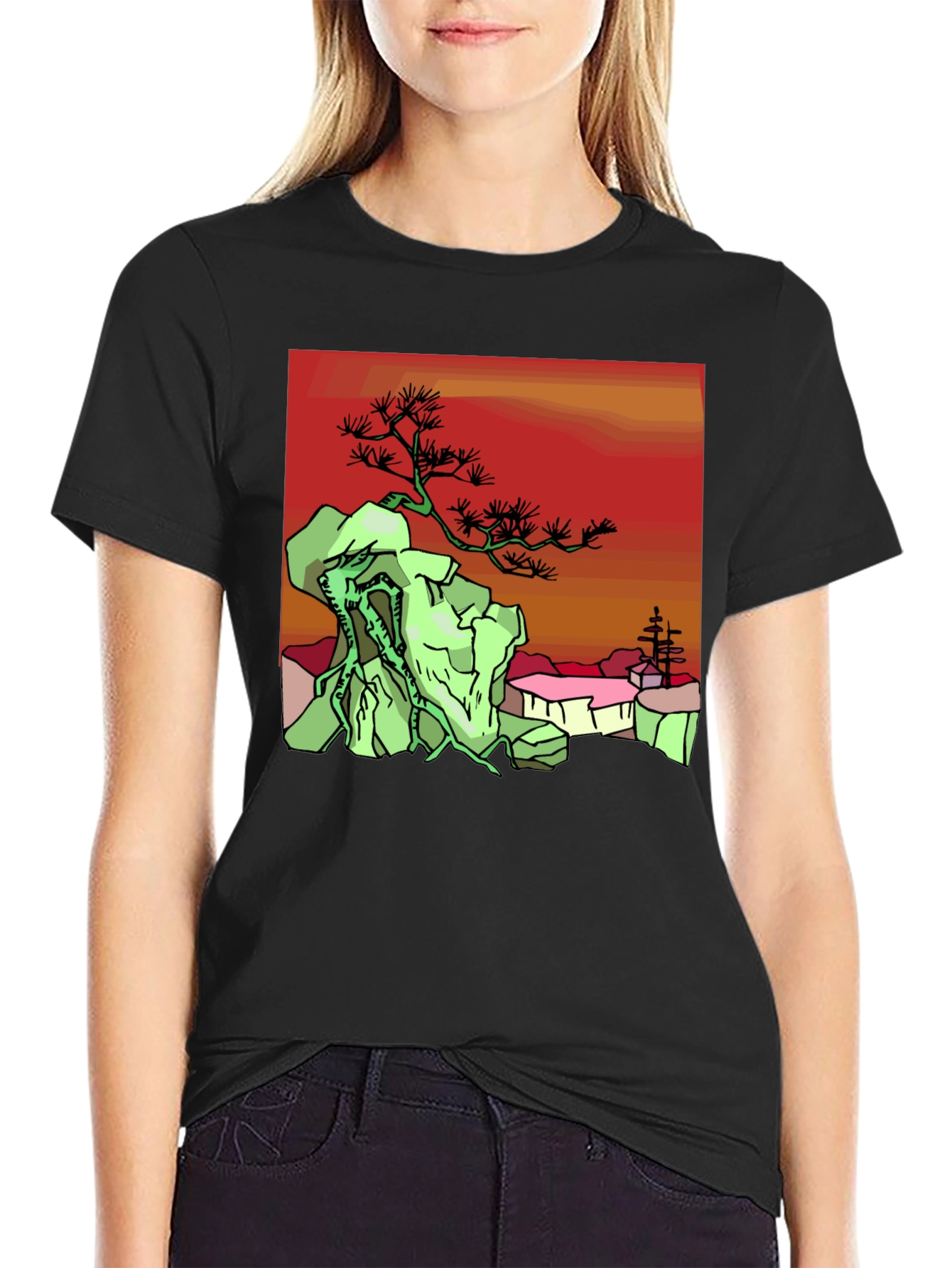 Zen Garden Graphic Tee - Black Cotton Shirt