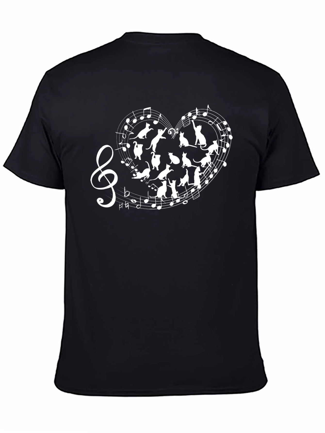 Musical Cats Graphic T-Shirt - Black
