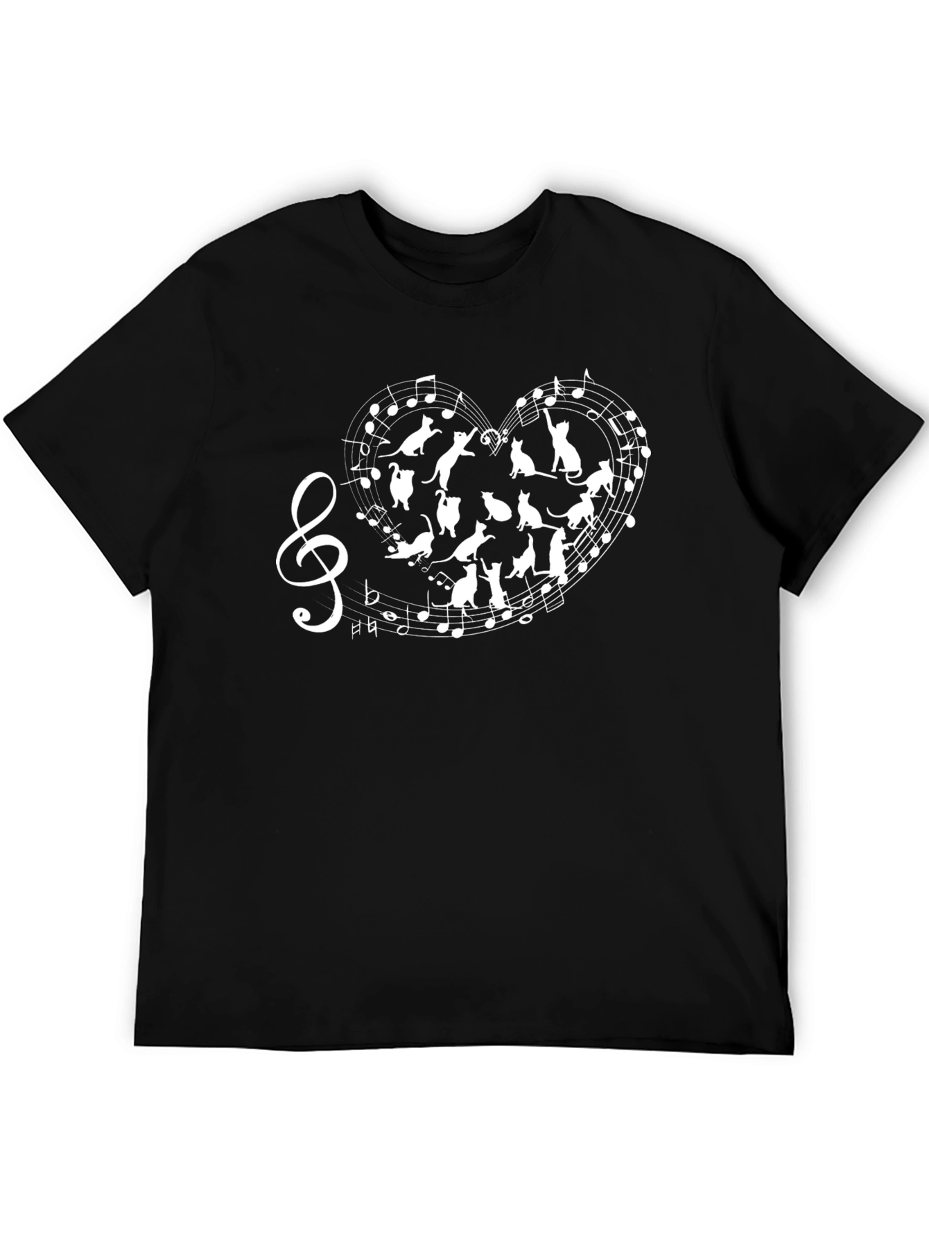 Musical Cats Graphic T-Shirt - Black