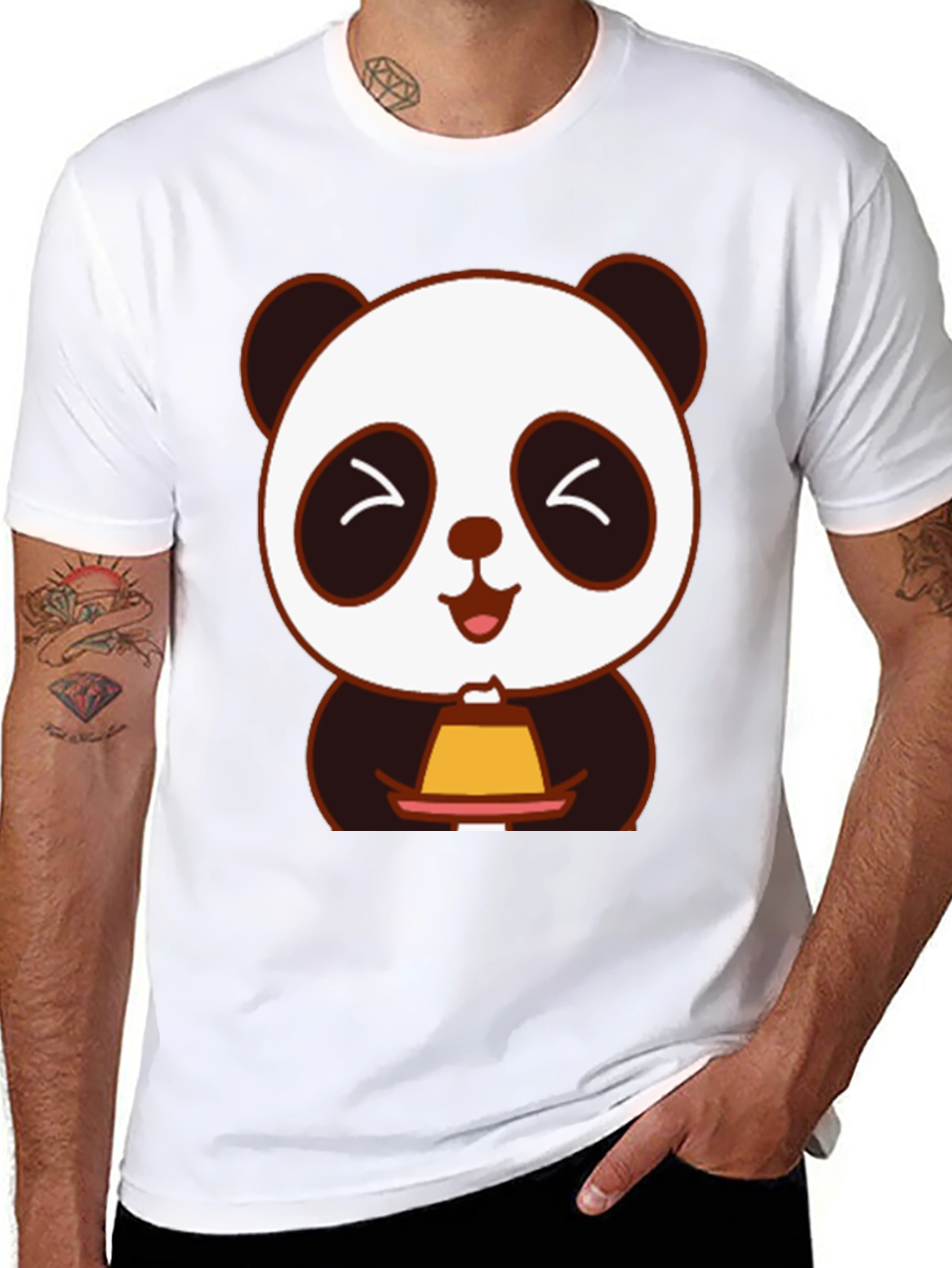 Cute Panda Holding Dessert T-Shirt