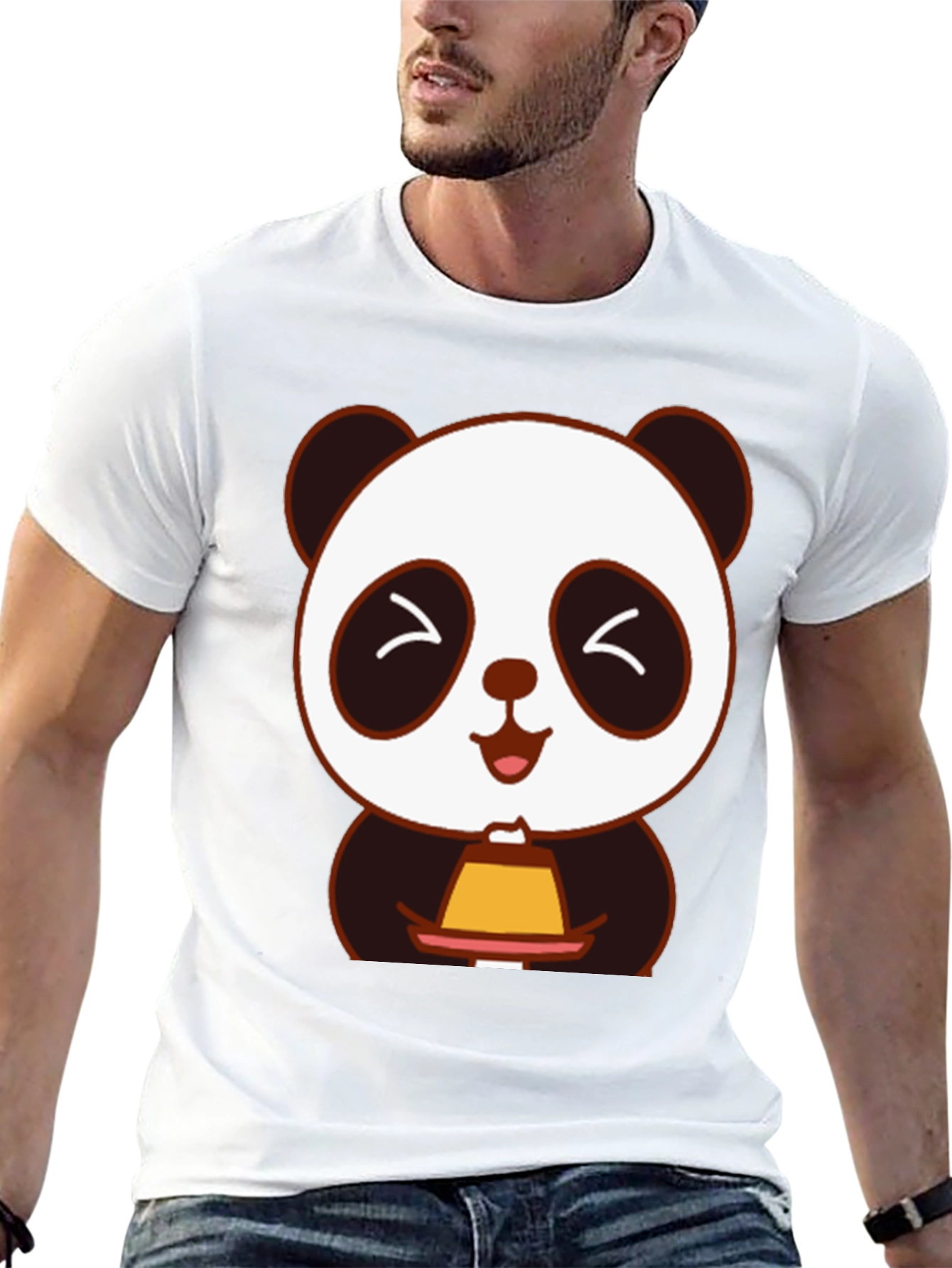 Cute Panda Holding Dessert T-Shirt
