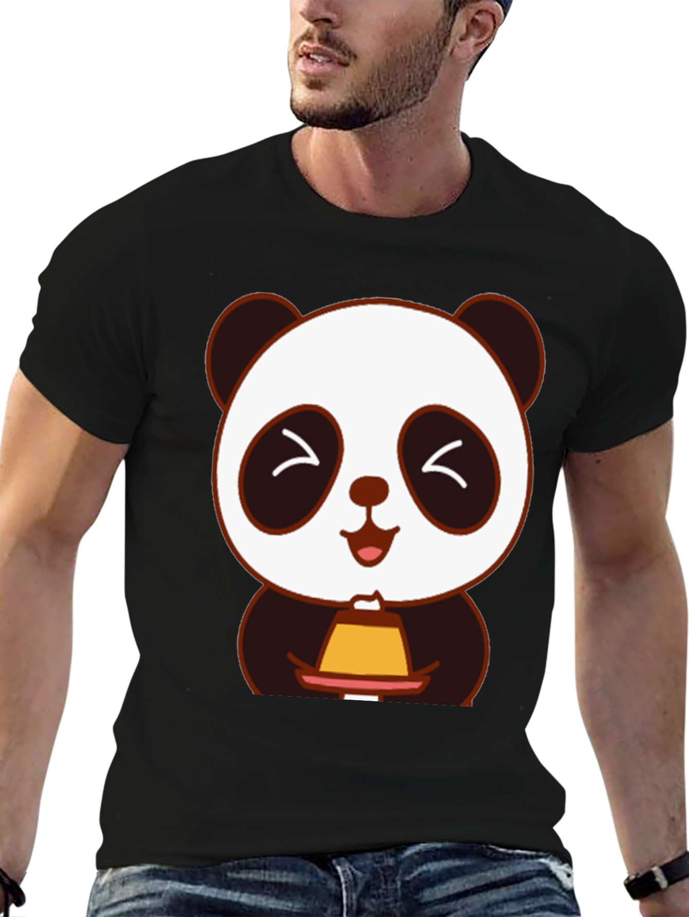 Cute Panda Holding Dessert T-Shirt