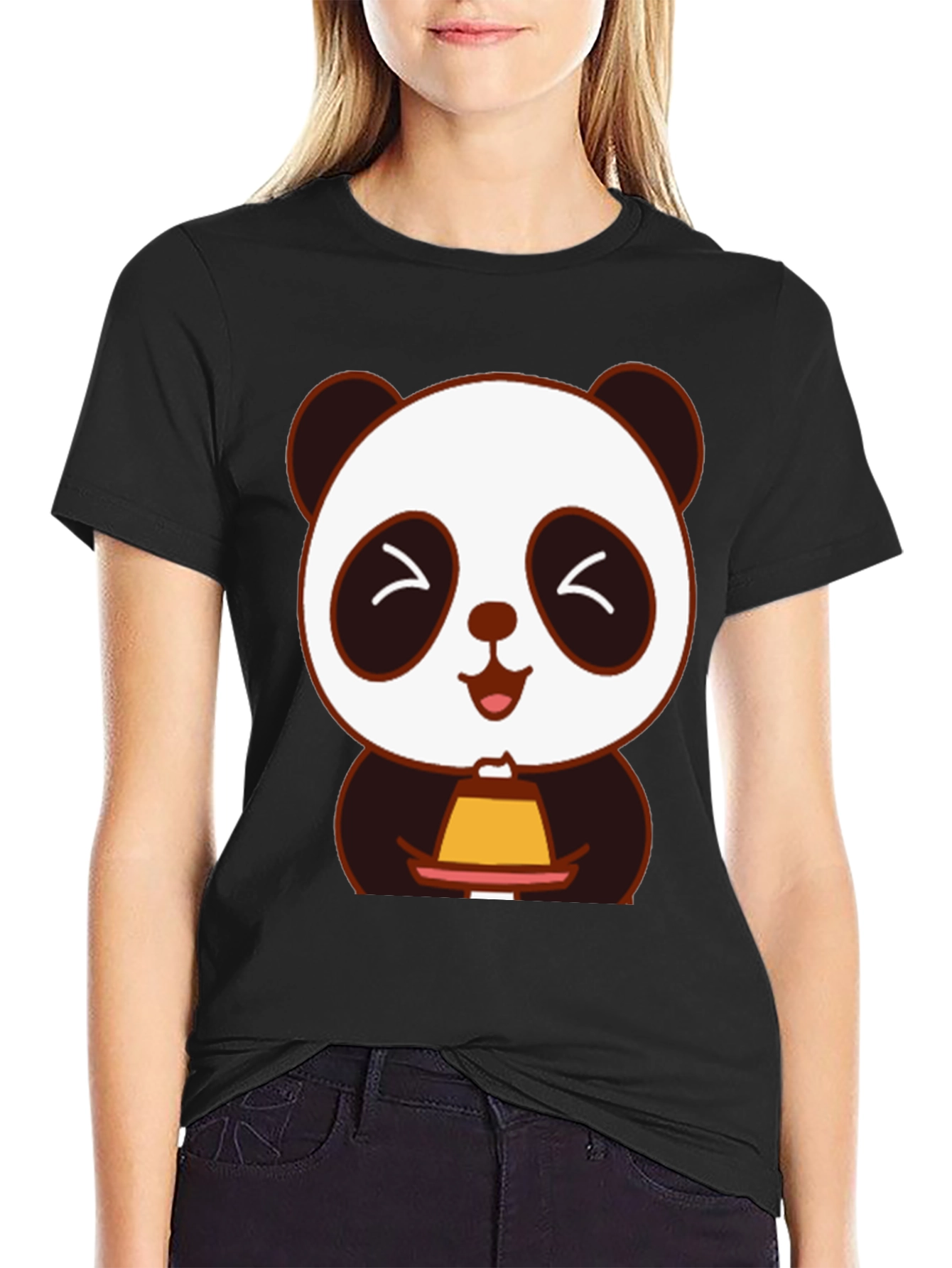 Cute Panda Holding Dessert T-Shirt