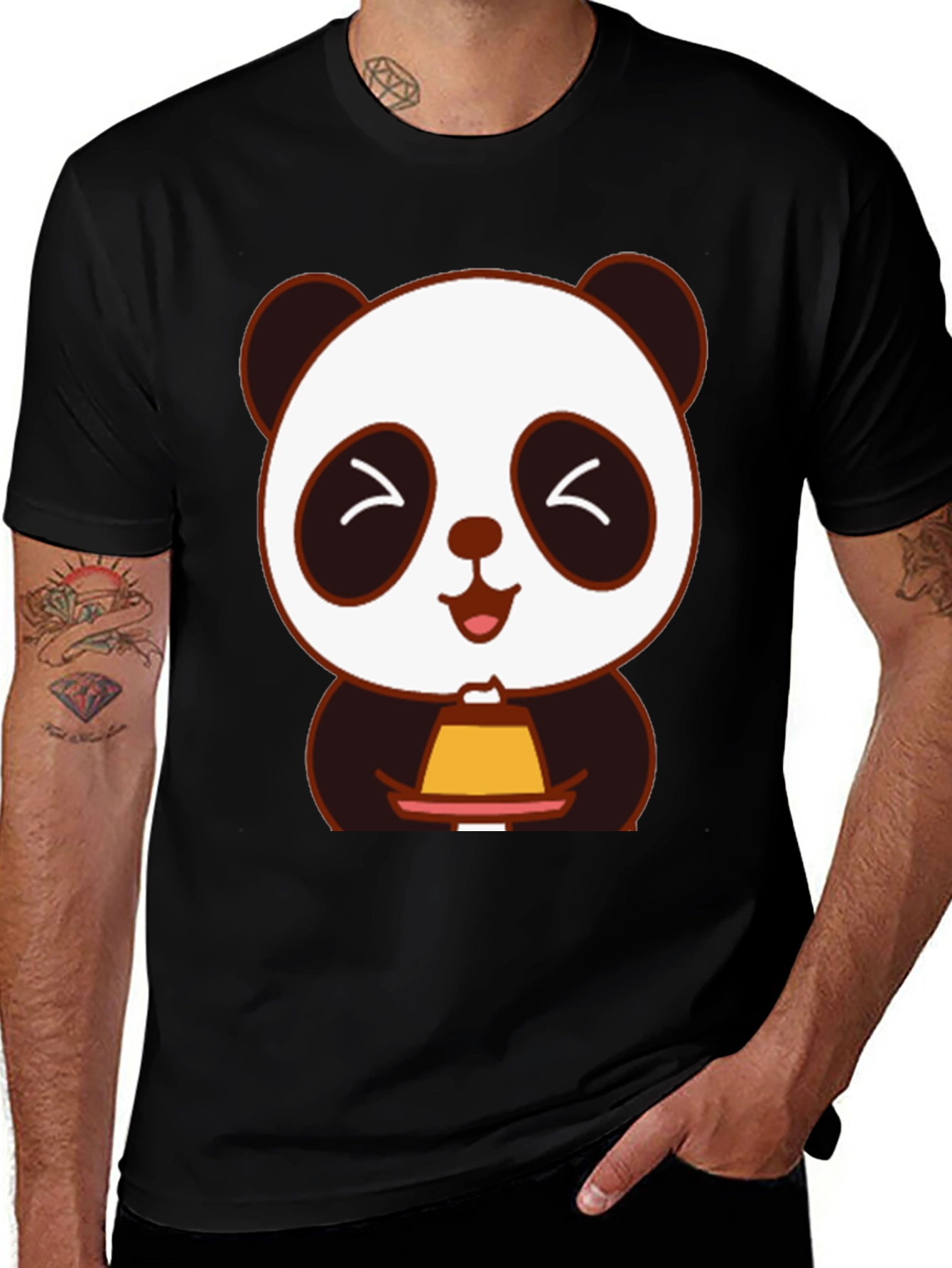 Cute Panda Holding Dessert T-Shirt