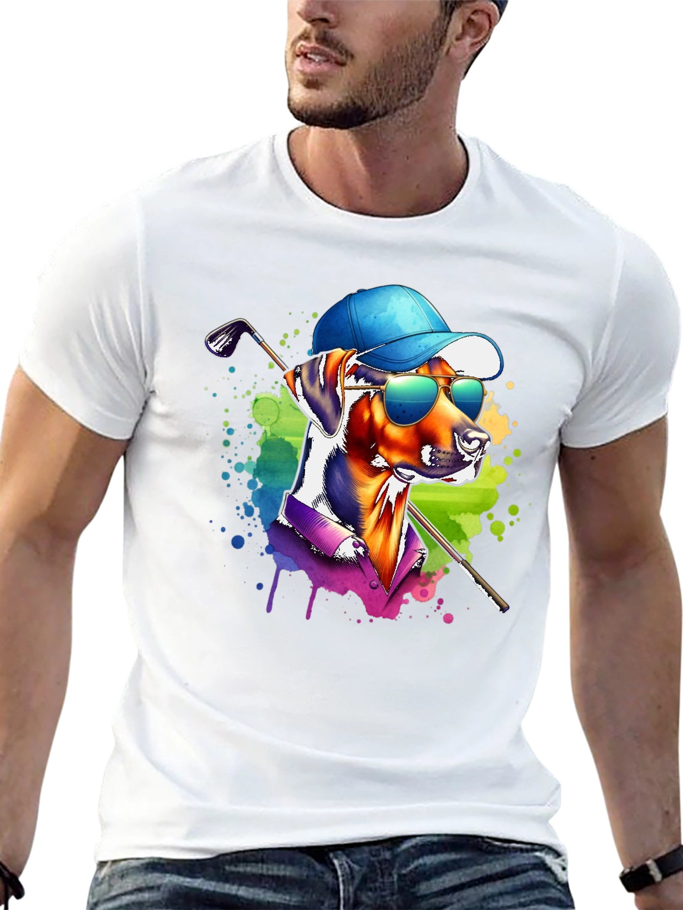 Dog Golfer Graphic T-Shirt