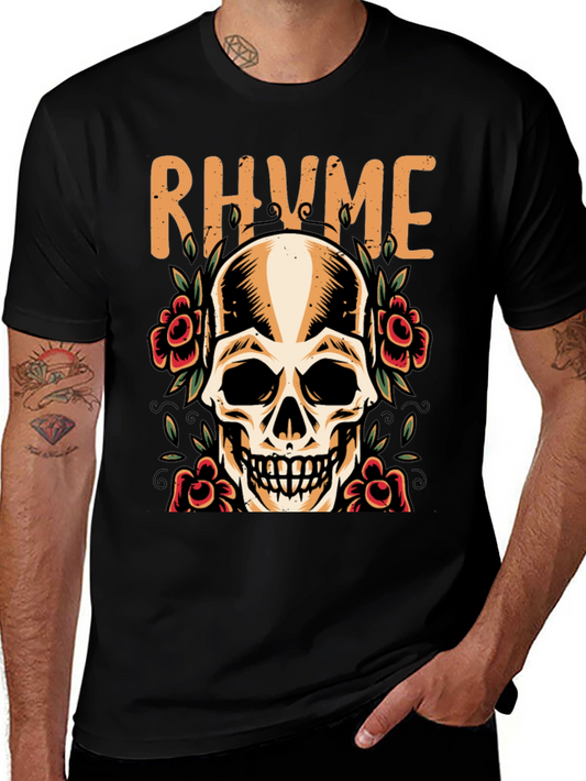 Rhyme Skull & Roses Graphic Tee - Mens Black T-Shirt