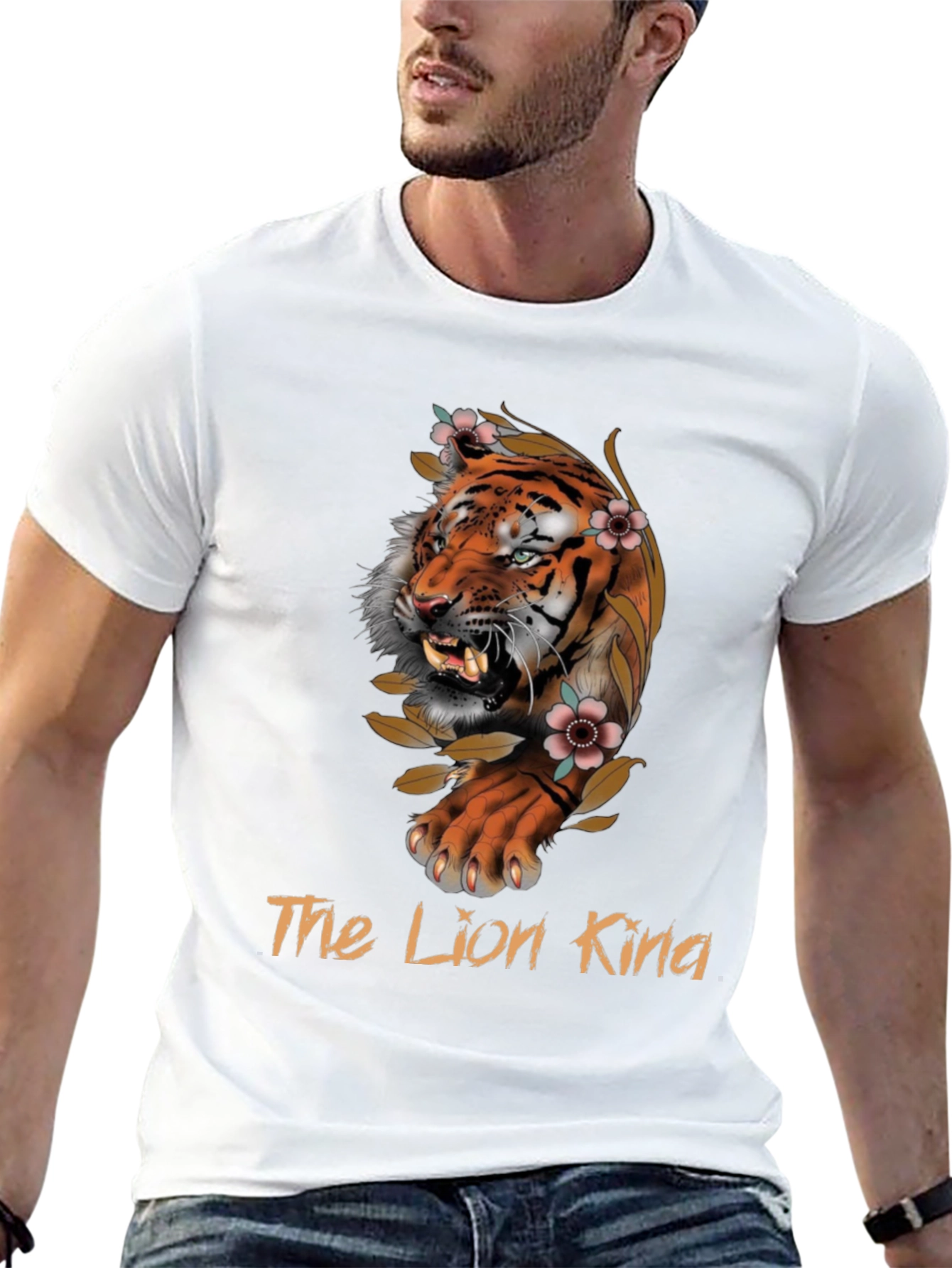 Tiger Floral Graphic Black T-Shirt