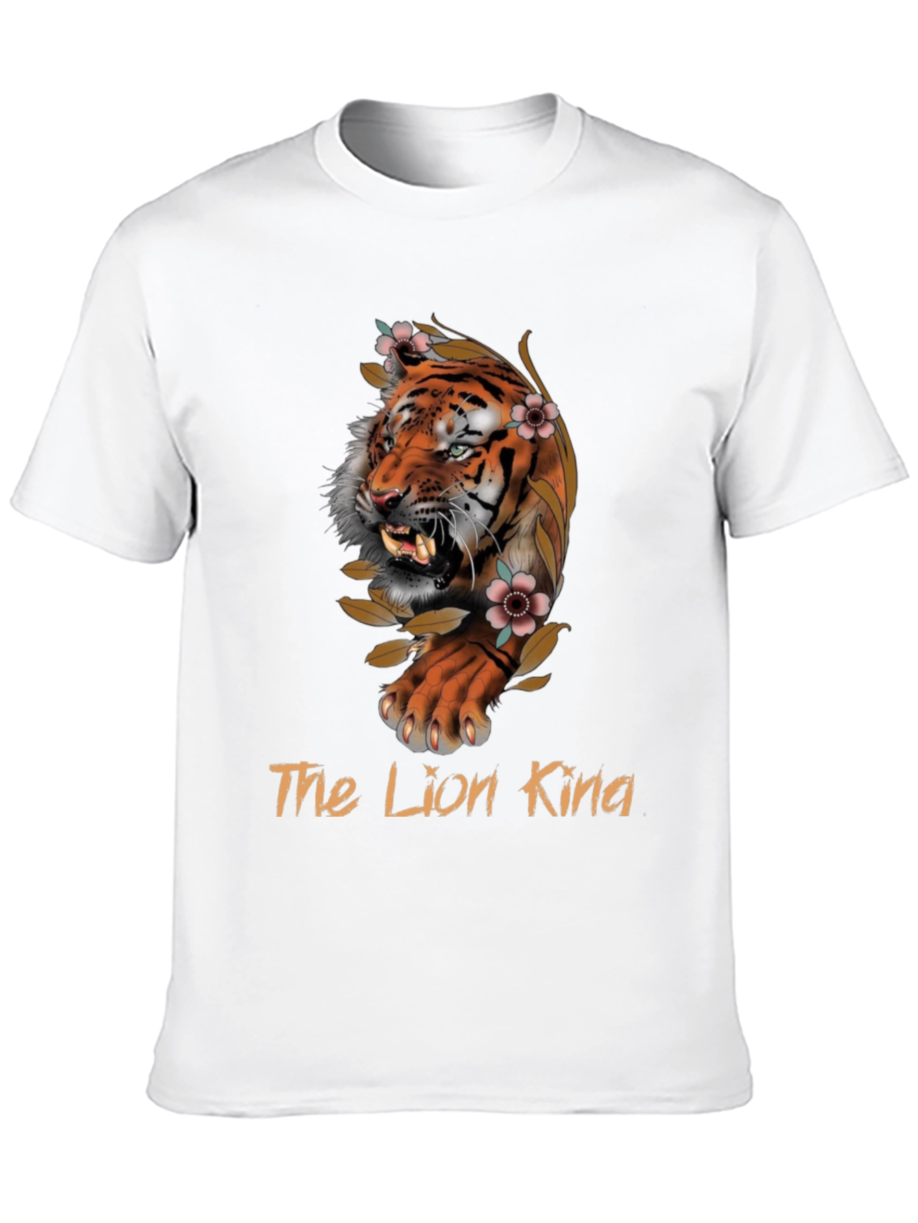 Tiger Floral Graphic Black T-Shirt