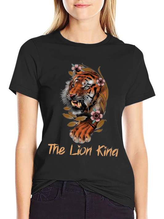 Tiger Floral Graphic Black T-Shirt
