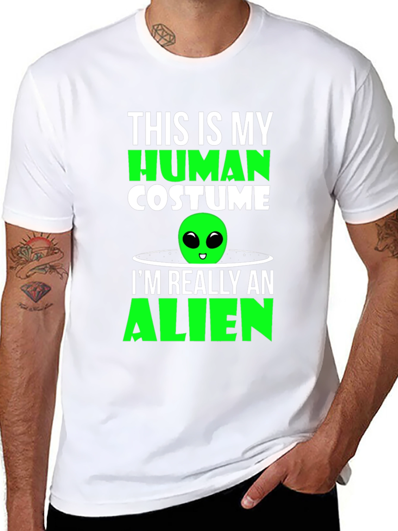 Human Costume Alien T-Shirt - Funny Sci-Fi Tee