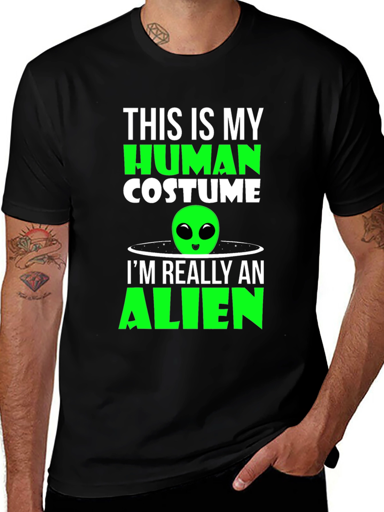 Human Costume Alien T-Shirt - Funny Sci-Fi Tee
