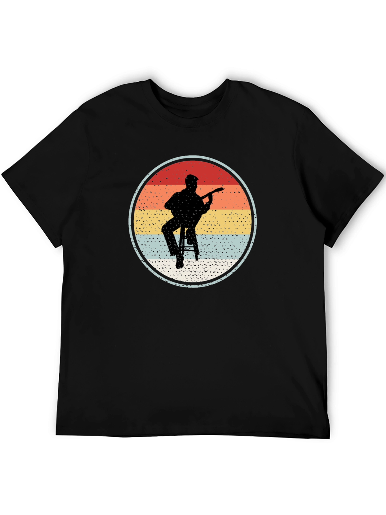 Retro Guitarist Circle Graphic T-Shirt