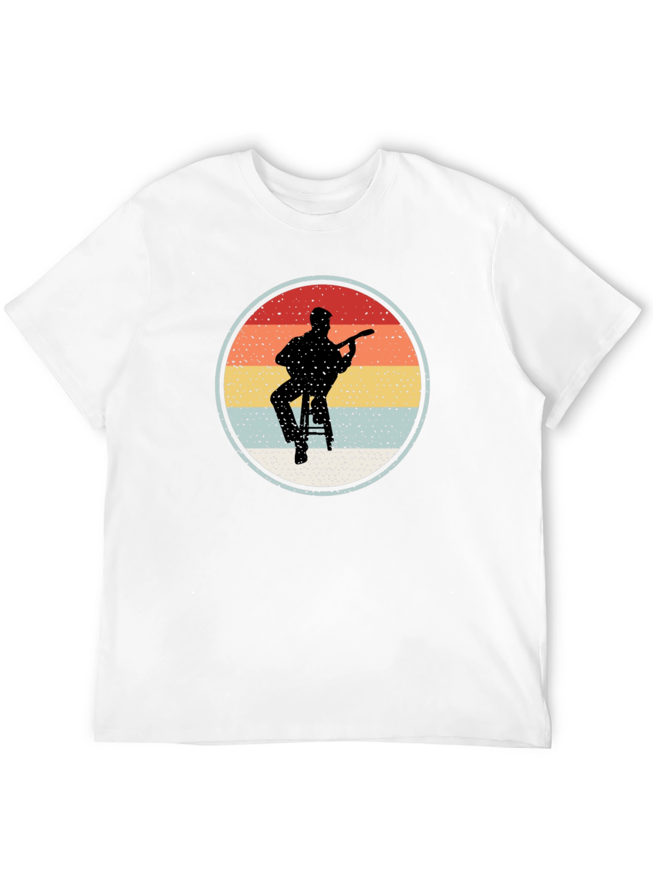 Retro Guitarist Circle Graphic T-Shirt