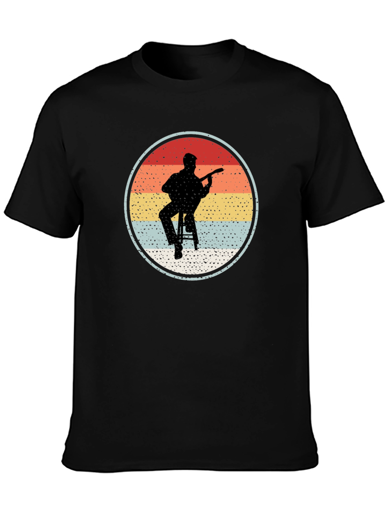 Retro Guitarist Circle Graphic T-Shirt