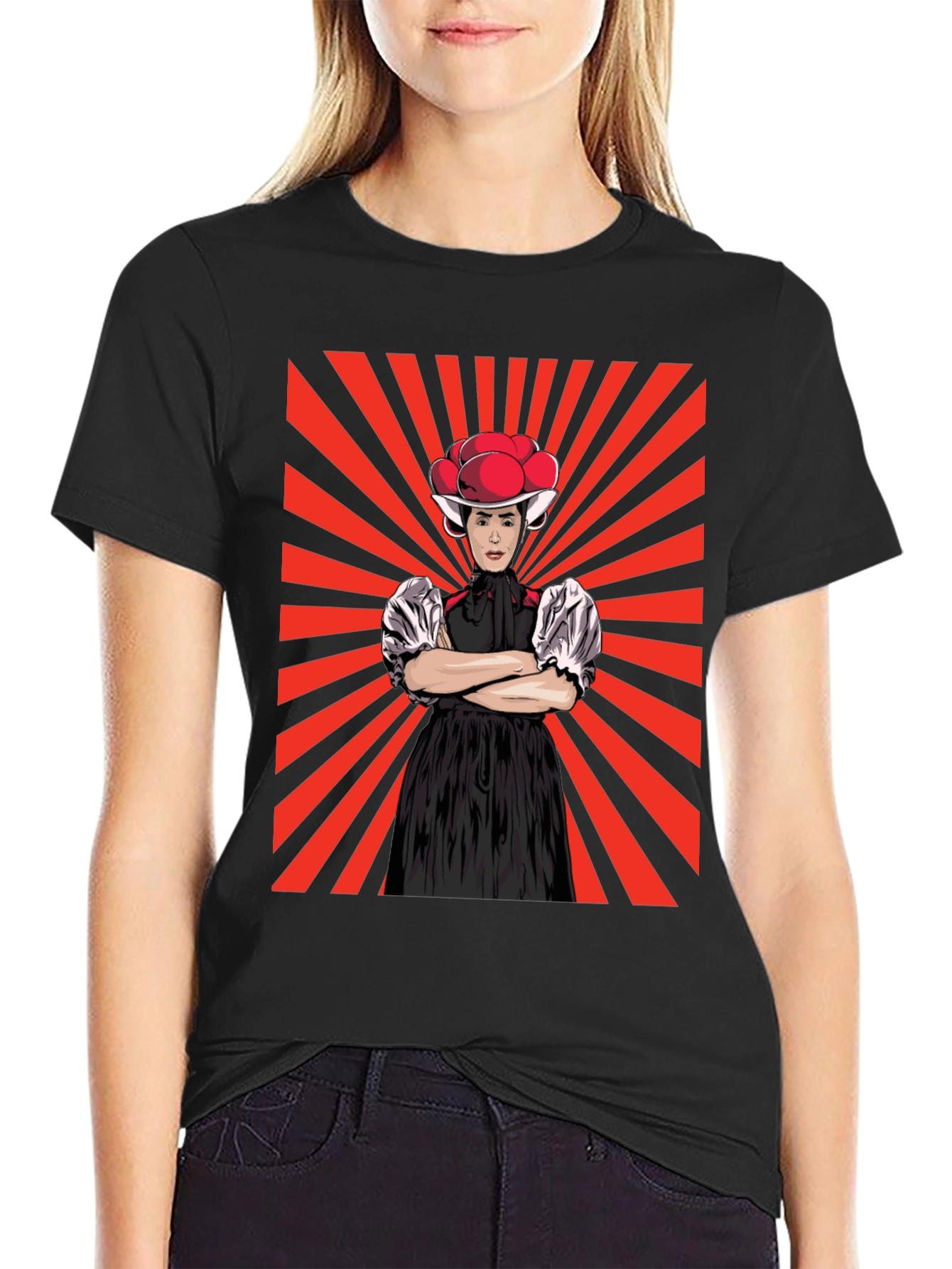 Retro Black T-Shirt with Swiss Folklore Character